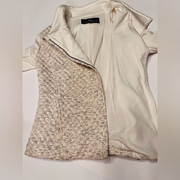 TART Collection Moto Style Sweater Jacket Size XS-M Mixed Fabric White - Picture 7 of 10